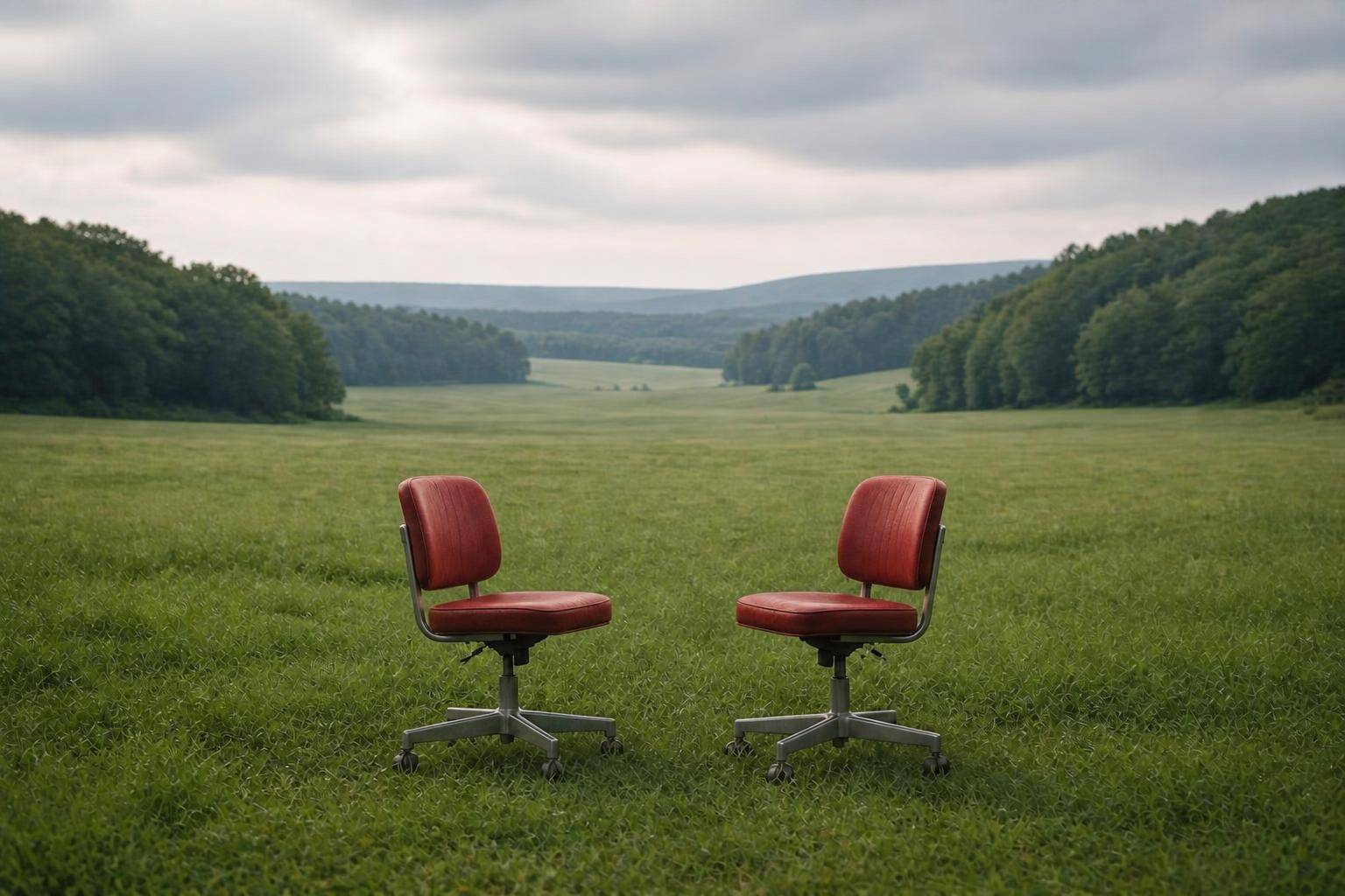 Chairs in a countryside landscape